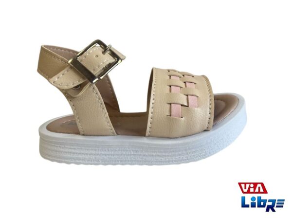 Sandalia baja de ecocuero beige