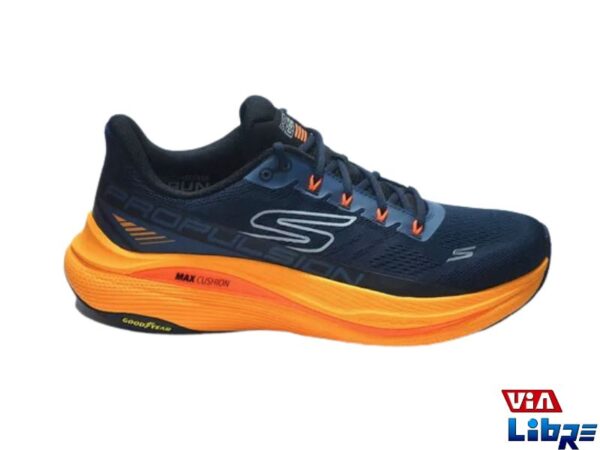 Zapatilla deportiva de macrame skechers azul/naranja