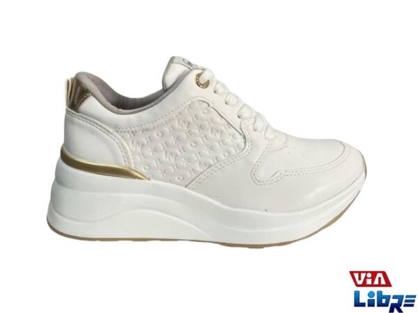 Zapatillas urbanas de ecocuero via marte blanco/dorado