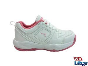 Zapatillas deportivas de ecocuero blanco/rosa diadora