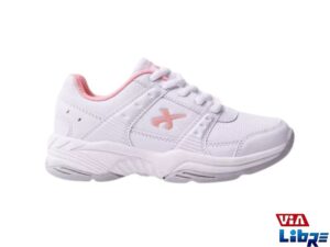 Zapatilla deportiva de ecocuero blanca/rosa jaguar