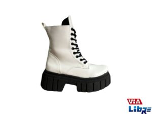 Borcego de ecocuero blanco/negro