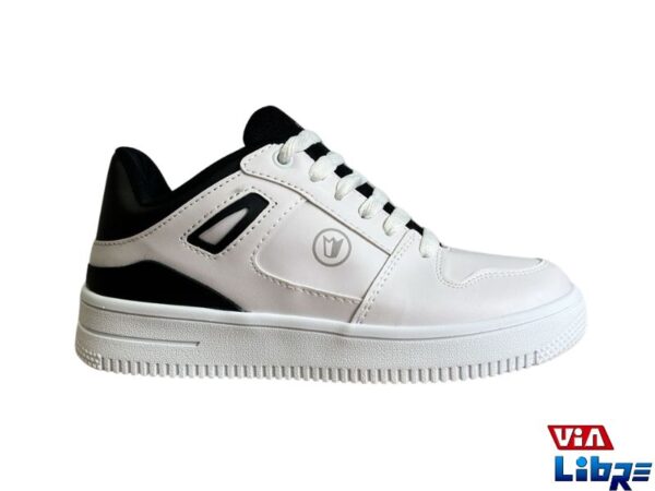 Zapatillas urbanas de ecocuero blanco/negro