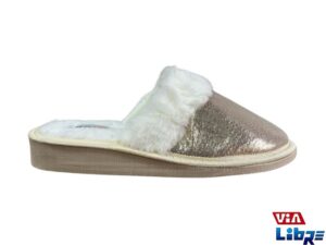 pantufla cerrada blanco/dorado