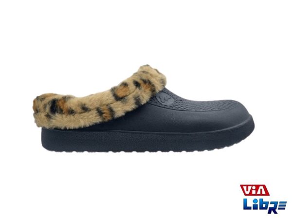 Crocs de dama con peluche color negro