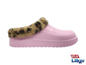 Crocs de dama con peluche color rosa