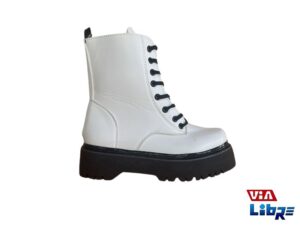 Borcego de dama de ecocuero color blanco