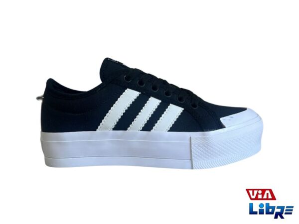 Zapatilla urbana de lona con plataforma negro/blanco