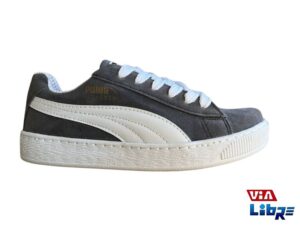 Zapatilla urbana tipo puma gris gamuzada