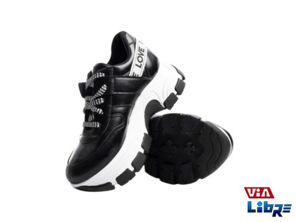 Zapatillas urbanas de ecocuero negro/blanco - Imagen 3