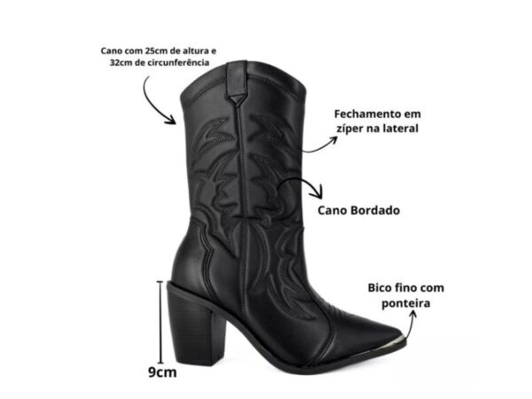 Bota media caña tipo texana con bordado - Imagen 3