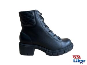 Borcego de ecocuero negro de dama comodo