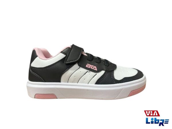 Zapatillas urbanas de ecocuero negro/rosa