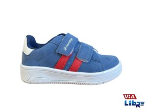 Zapatillas urbanas con abrojos gamuzadas marino/rojo