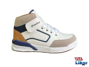 Bota urbana de ecocuero blanco/azul