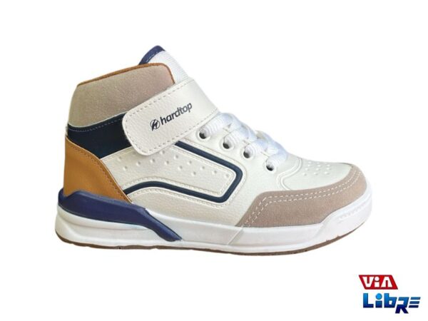 Bota urbana de ecocuero blanco/azul