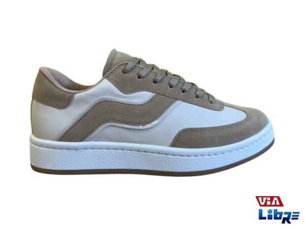 Zapatillas urbanas de ecocuero beige/blanco