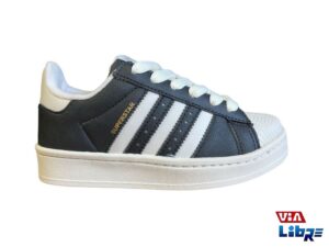 Zapatilla urbana de ecocuero negro/blanco