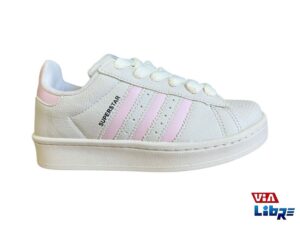 Zapatillas urbanas de ecocuero blanco/rosa