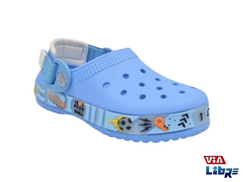Zueco tipo crocs de goma eva celeste