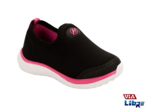 Zapatillas deportivas tipo panchas negro/rosa