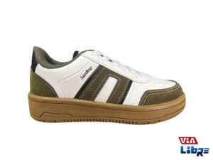 Zapatillas urbanas de ecocuero blanco/verde