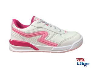 Zapatillas urbanas de ecocuero blanco/rosa