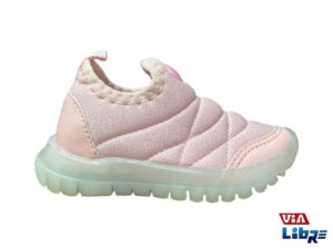 Zapatillas tipo panchas elastizadas rosa con brillo