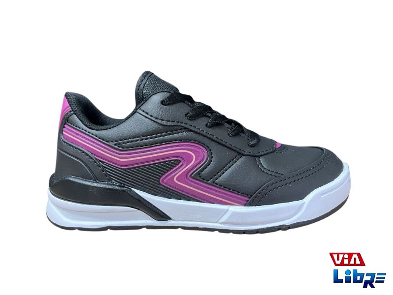 Zapatillas urbanas de ecocuero negro/rosa