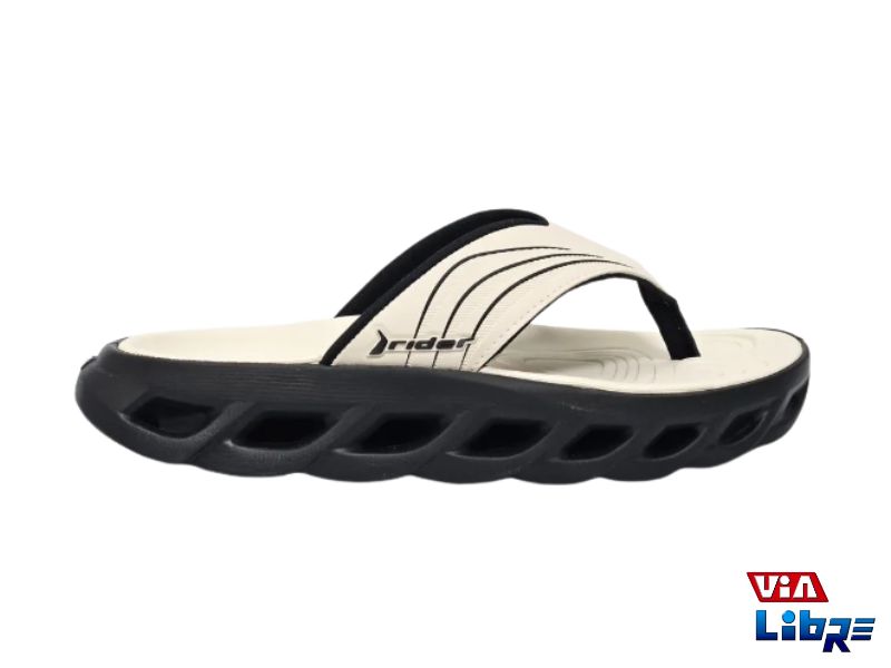 Ojota playera de goma eva rider negro/beige