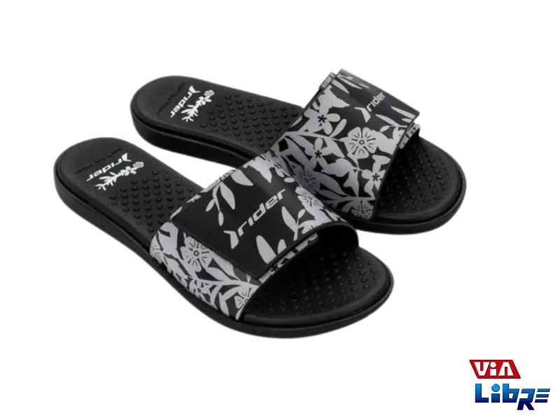 Chinela playera de goma rider negro/gris