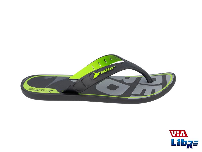 Ojota playera de goma rider negra/gris/verde