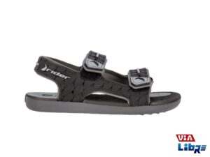 Sandalia playera de goma gris/negro