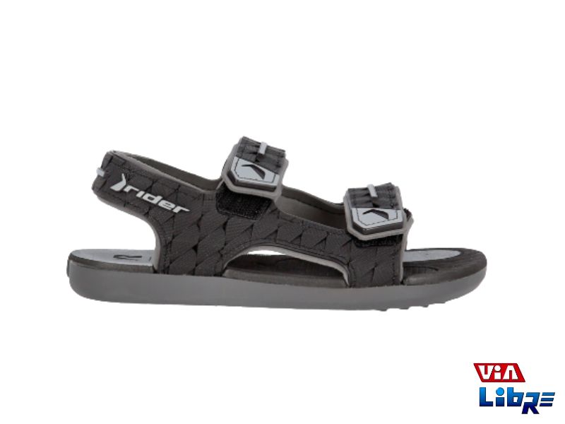 Sandalia playera de goma gris/negro