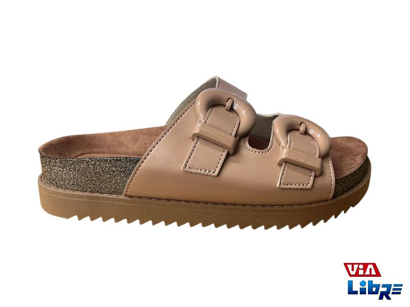 Zueco bajo de ecocuero nude