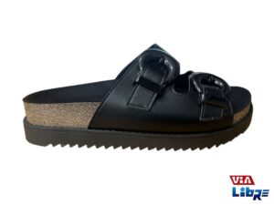 Zueco bajo de ecocuero negro