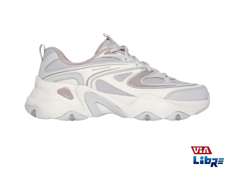 Zapatilla deportiva de macrame skechers blanco/gris