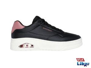 Zapatilla deportiva de macrame negro/rosa