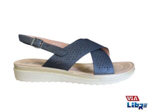 Sandalia baja de ecocuero negra de dama