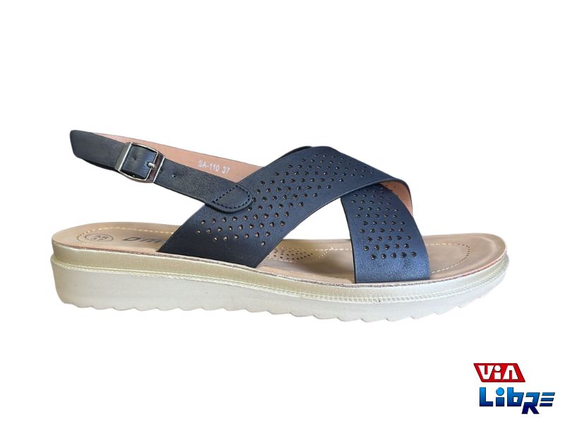 Sandalia baja de ecocuero negra de dama