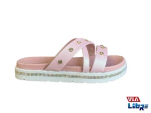 Sandalia de vestir rosa con brillo