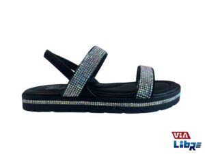 Sandalia de vestir negra con brillos