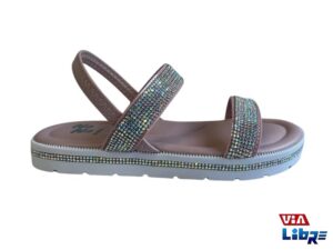 Sandalia de vestir con brillos rosa