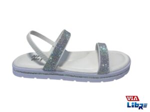Sandalia de vestir blanca con brillos