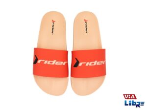 Chinela playera de goma eva beige/naranja rider