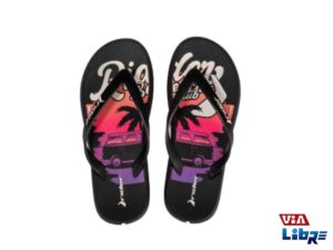 Ojota playera de goma eva negro/rosa