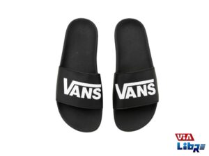 Chinela playera vans negro/blanco