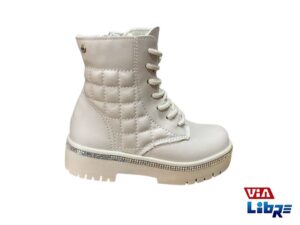 Borcegos de ecocuero con cierre beige