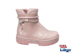 Borcego charolado rosa con cierre