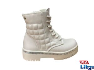 Borcego de ecocuero beige con cierre